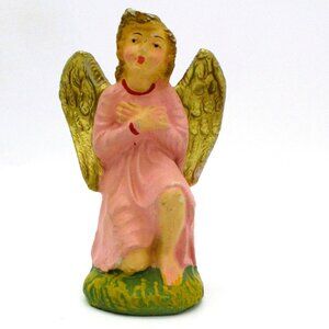 Vintage Christmas Angel Nativity Chalkware Figurine 40's Italy #29